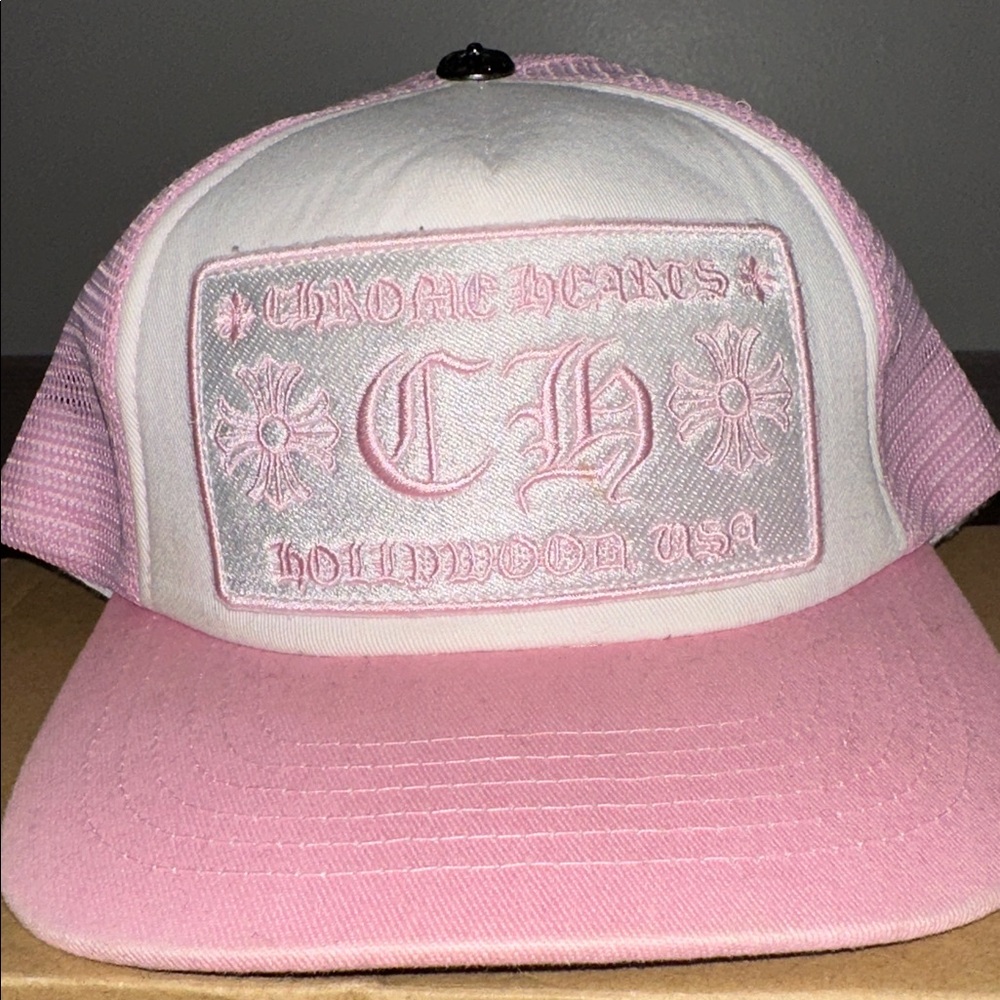 Chrome Hearts Pink and White Trucker Hat